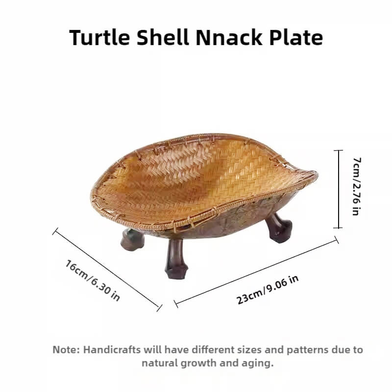 Bamboo Woven Tortoise Shell Four-Corner Fruit Pate