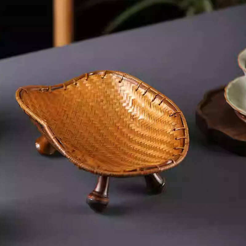 Bamboo Woven Tortoise Shell Four-Corner Fruit Pate