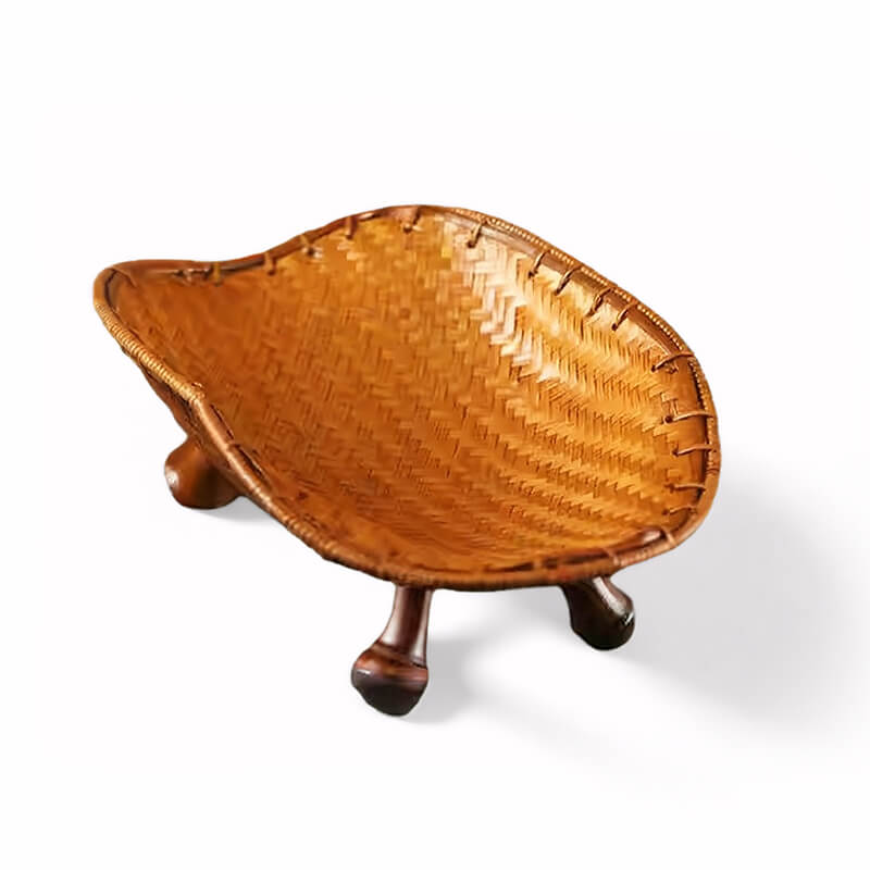 Bamboo Woven Tortoise Shell Four-Corner Fruit Pate