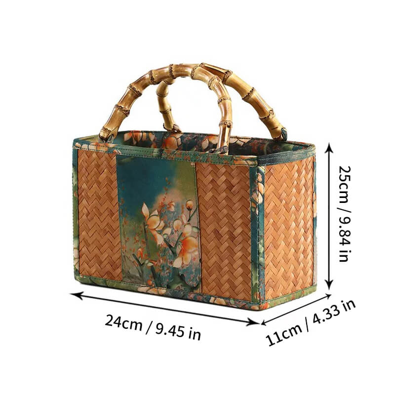 Bamboo Woven Satin Vintage Tote Bag