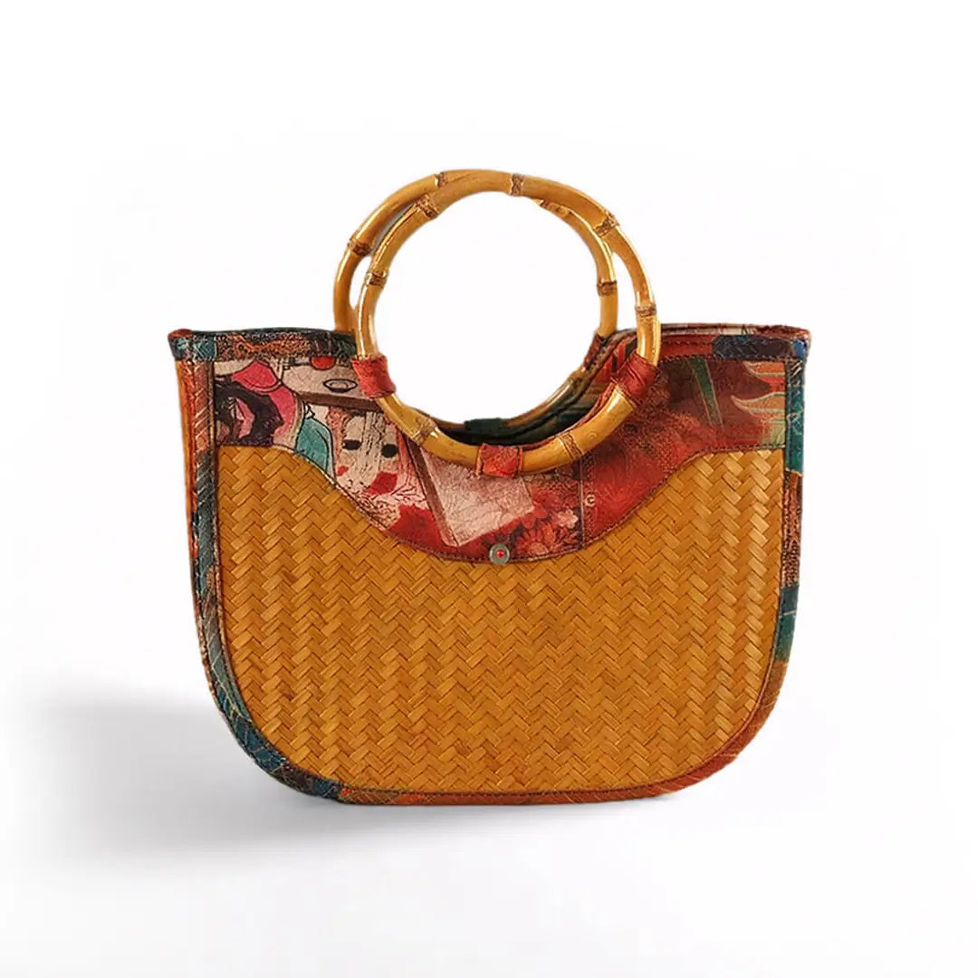 Satin Printed Bamboo Handbag