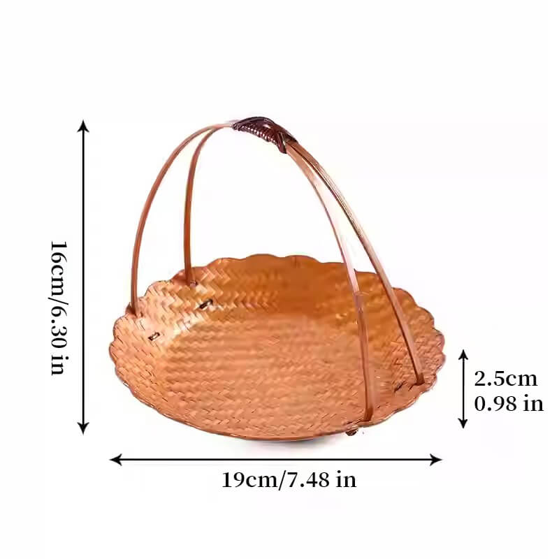 Bamboo Portable Dessert Basket Snack Fruit Tray