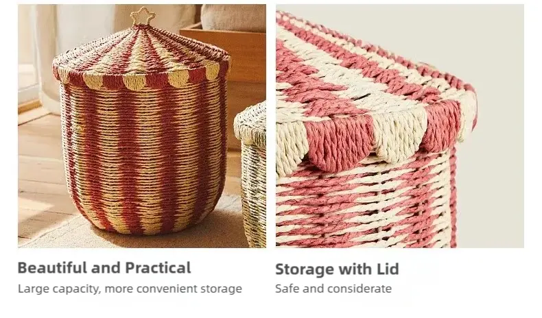 Paper Rope Storage Basket for Toys Snacks & Sundries