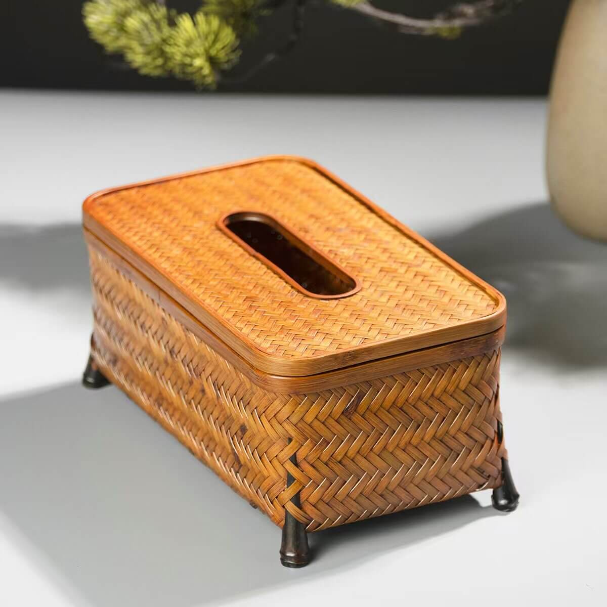 Bamboo Four-Corner Tissue Box