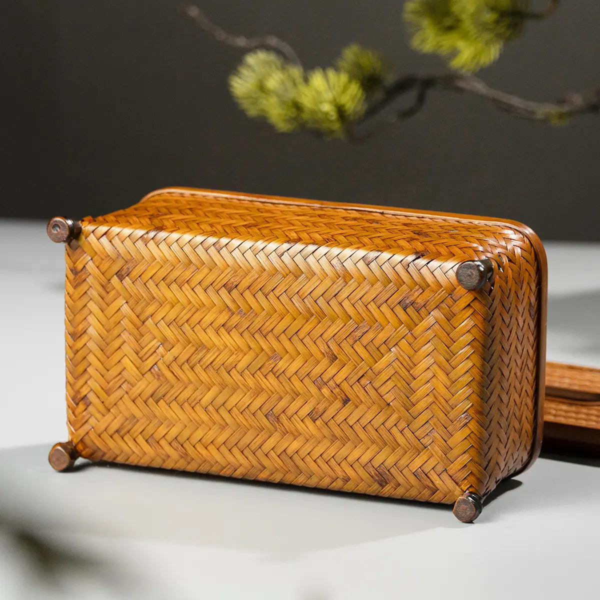 Bamboo Four-Corner Tissue Box