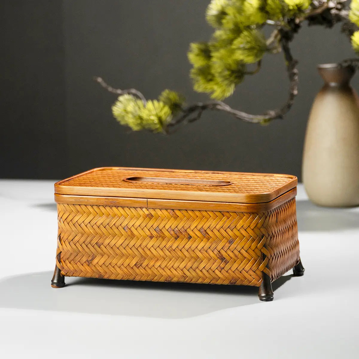 Bamboo Four-Corner Tissue Box