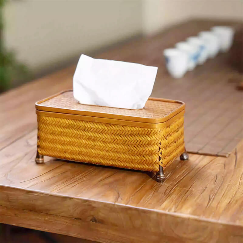 Bamboo Four-Corner Tissue Box