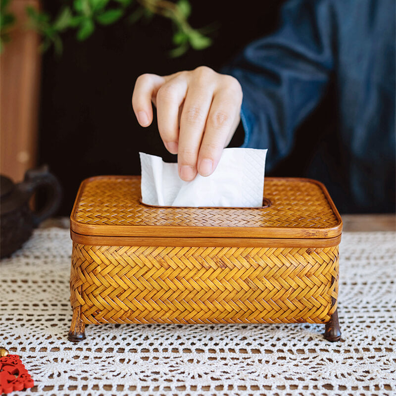 Bamboo Four-Corner Tissue Box