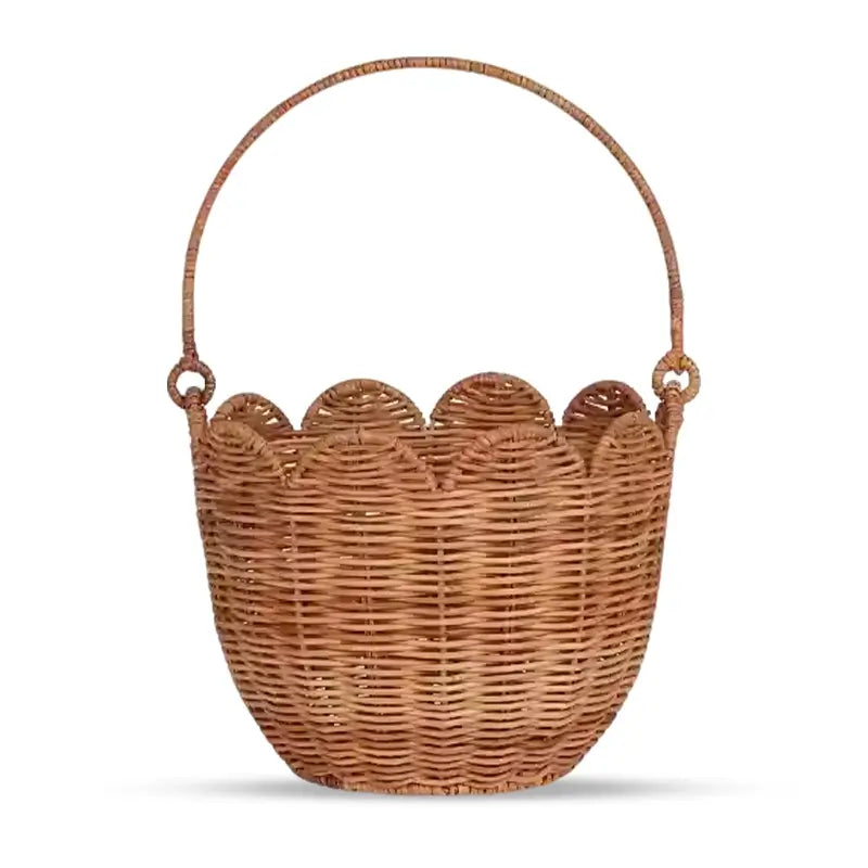 Rattan Flower-Shaped Storage Basket Kid's Outdoor Picnic Basket