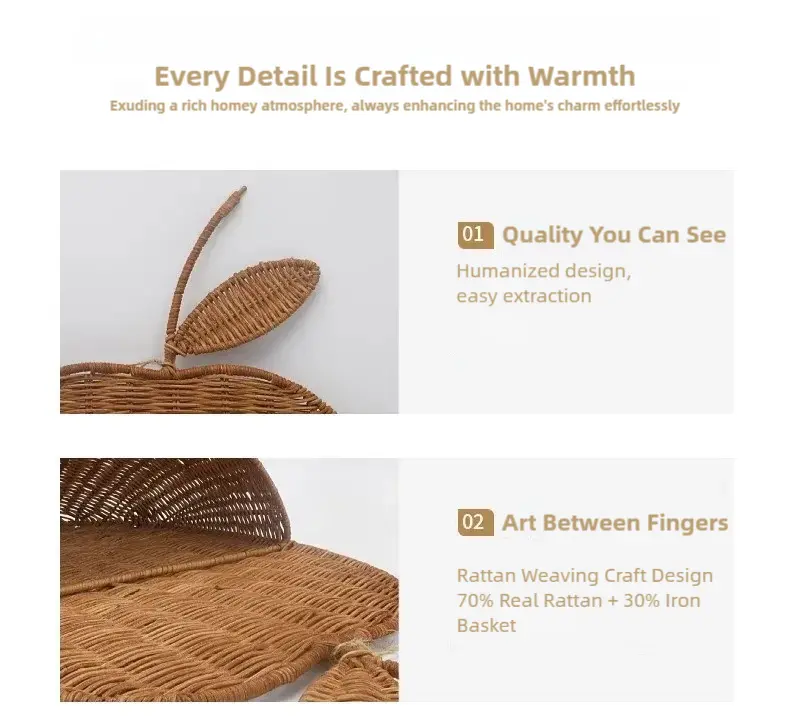 Rattan Apple and Pear Wall-mounted Basket Decorative Photo Props