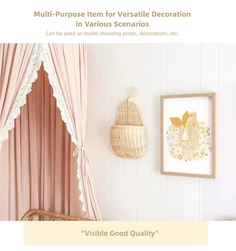 Rattan Apple and Pear Wall-mounted Basket Decorative Photo Props