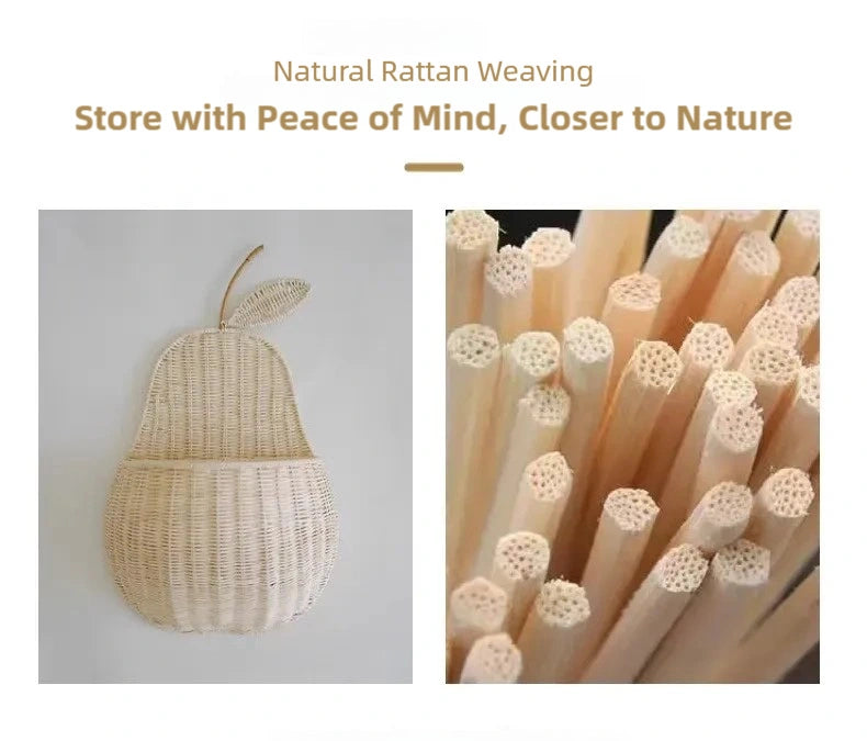 Rattan Apple and Pear Wall-mounted Basket Decorative Photo Props