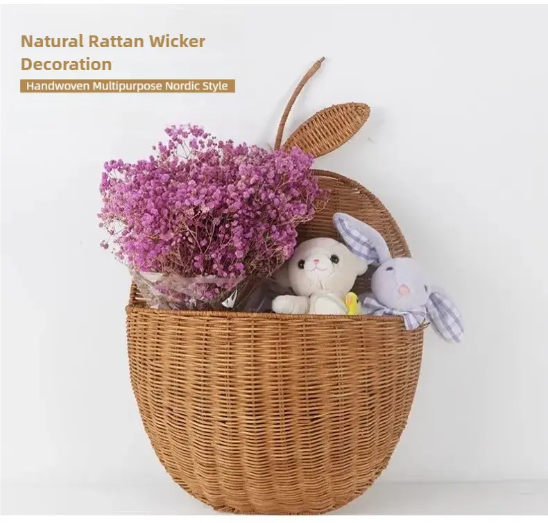 Rattan Apple and Pear Wall-mounted Basket Decorative Photo Props
