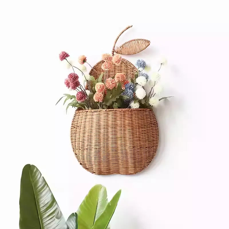 Rattan Apple and Pear Wall-mounted Basket Decorative Photo Props