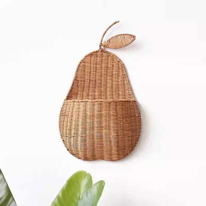 Rattan Apple and Pear Wall-mounted Basket Decorative Photo Props