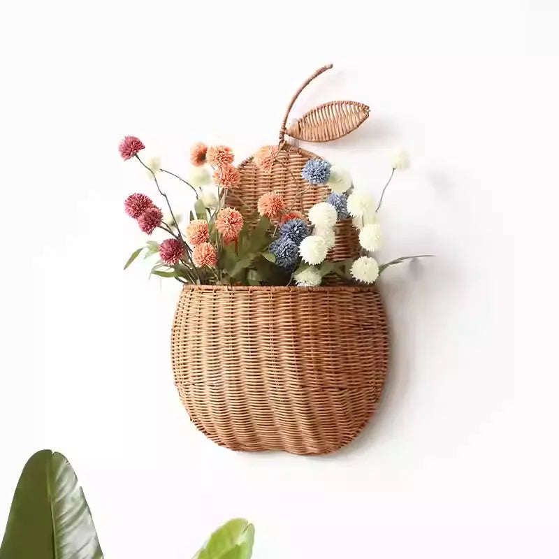 Rattan Apple and Pear Wall-mounted Basket Decorative Photo Props