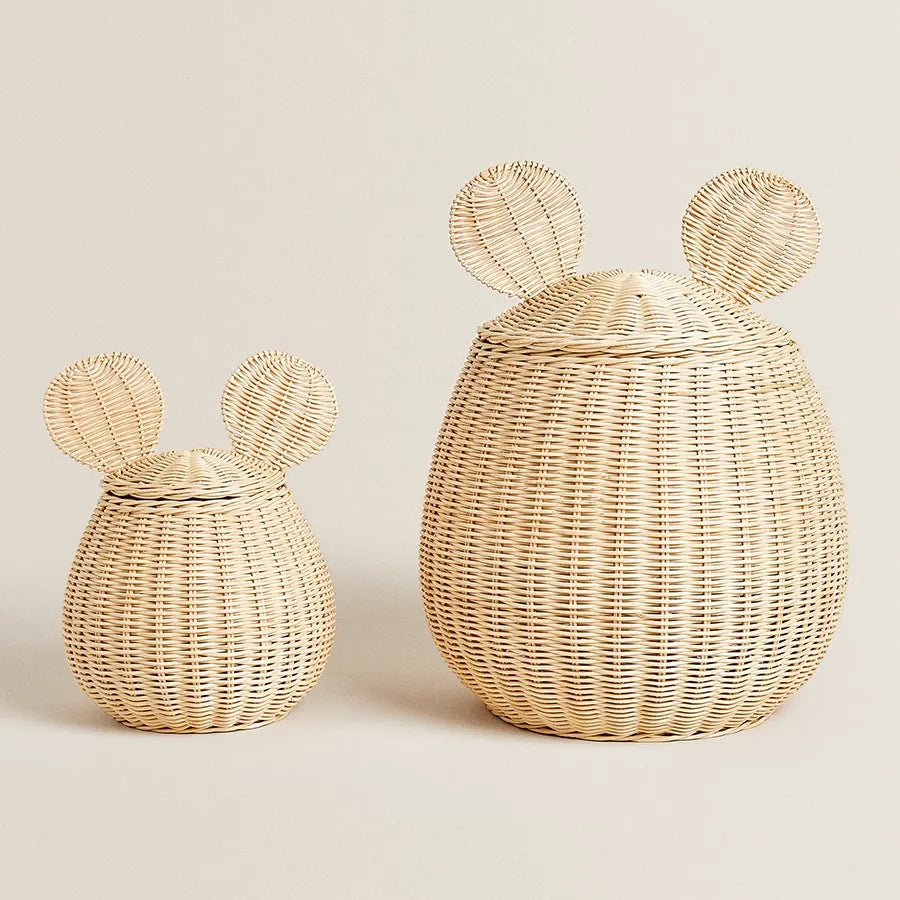 Rattan Mickey Mouse Storage Basket Photography Props