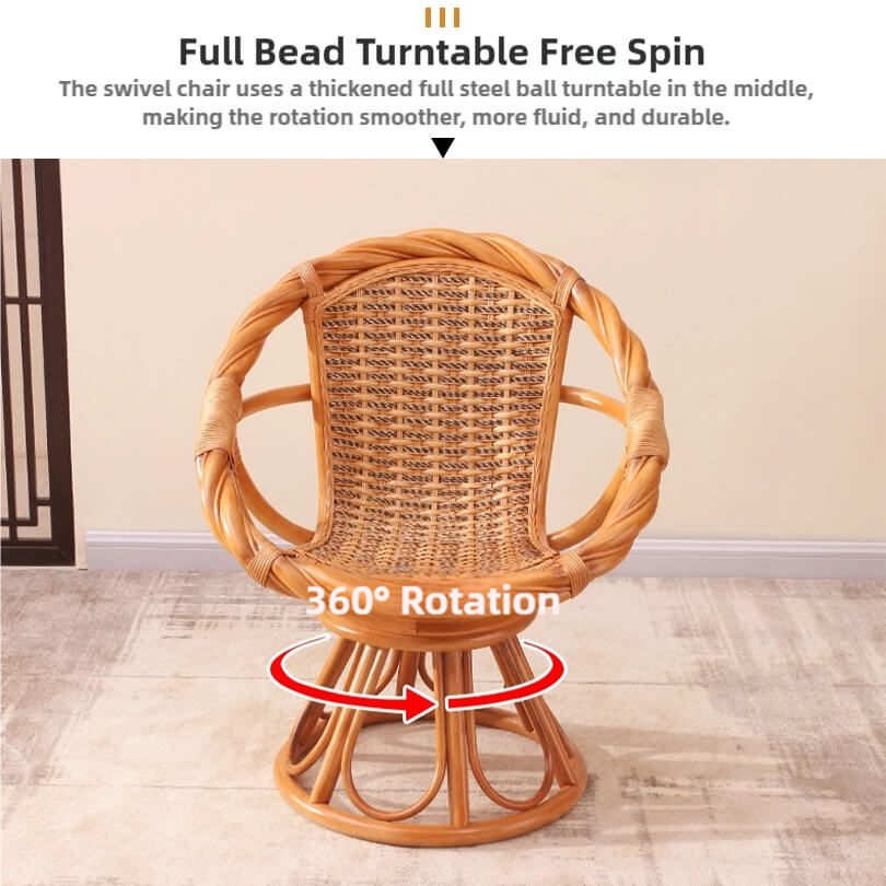 360° Rotating Rattan Chair & Coffee Table