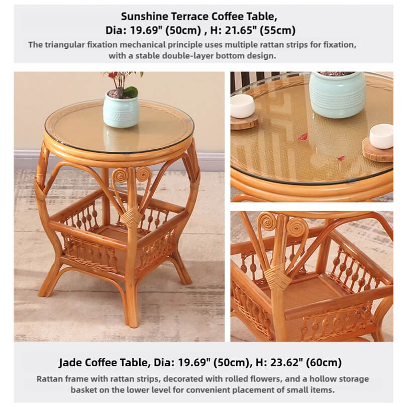 360° Rotating Rattan Chair & Coffee Table