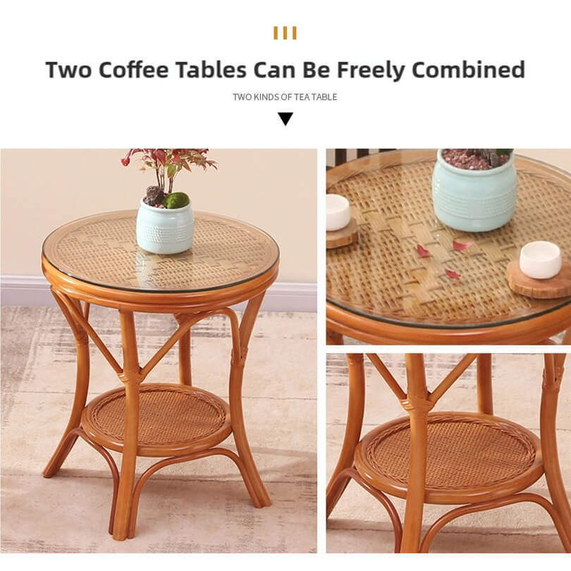 360° Rotating Rattan Chair & Coffee Table
