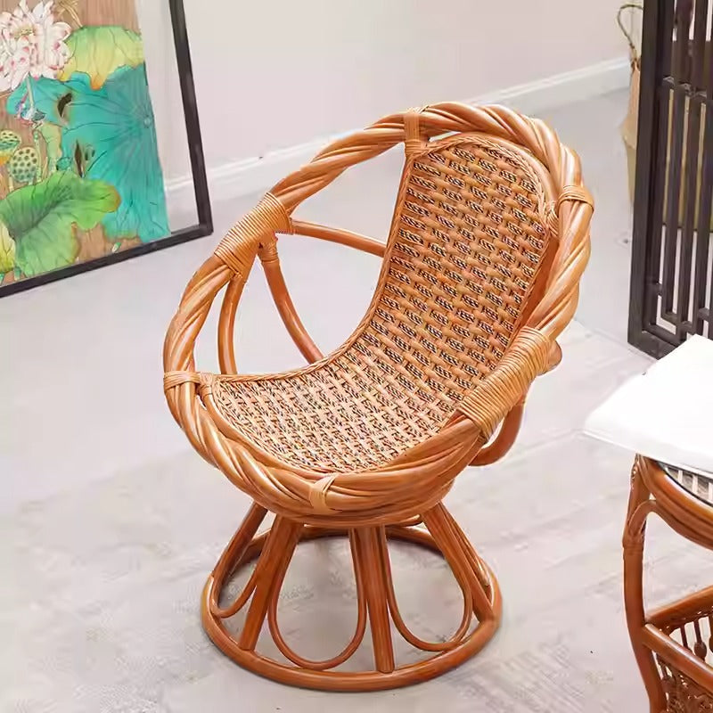 360° Rotating Rattan Chair & Coffee Table