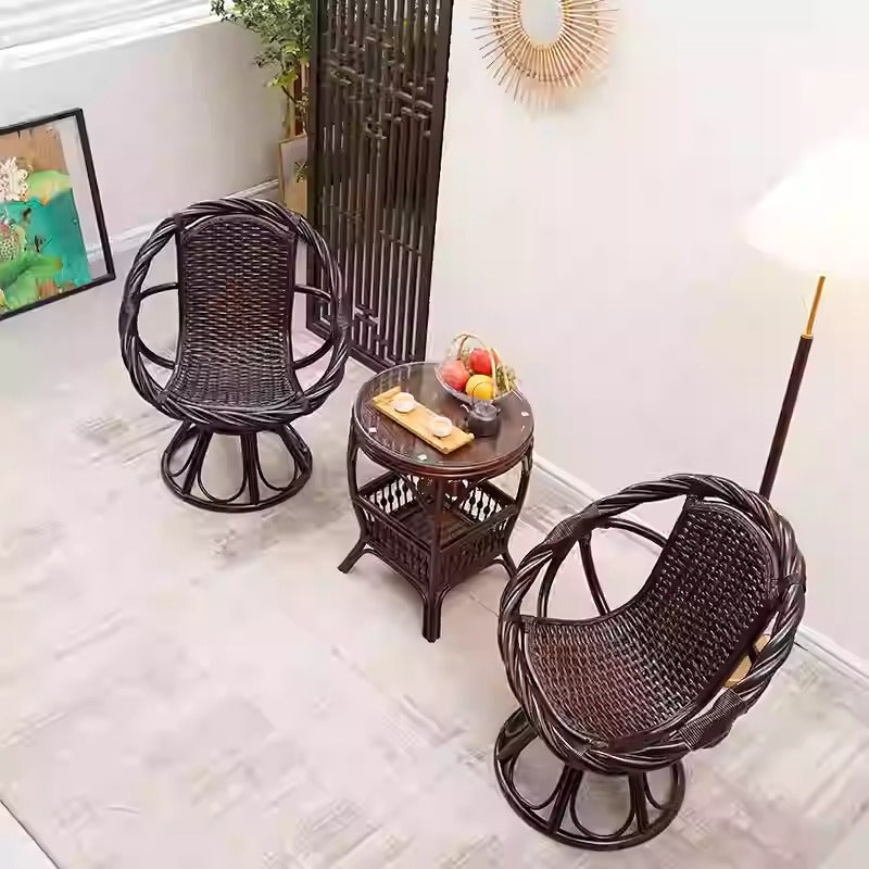 360° Rotating Rattan Chair & Coffee Table
