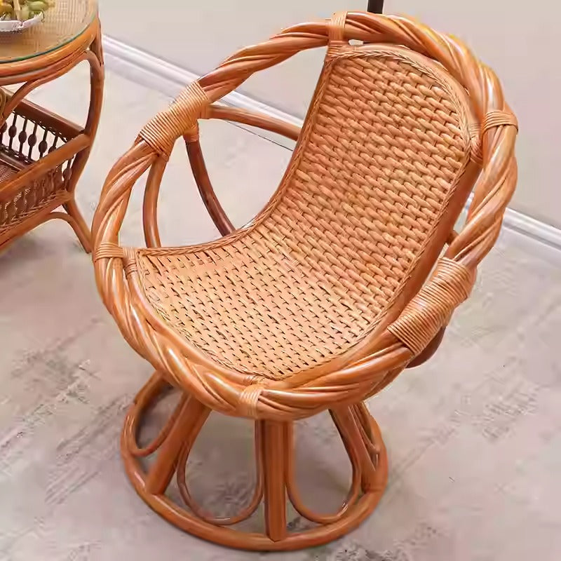 360° Rotating Rattan Chair & Coffee Table