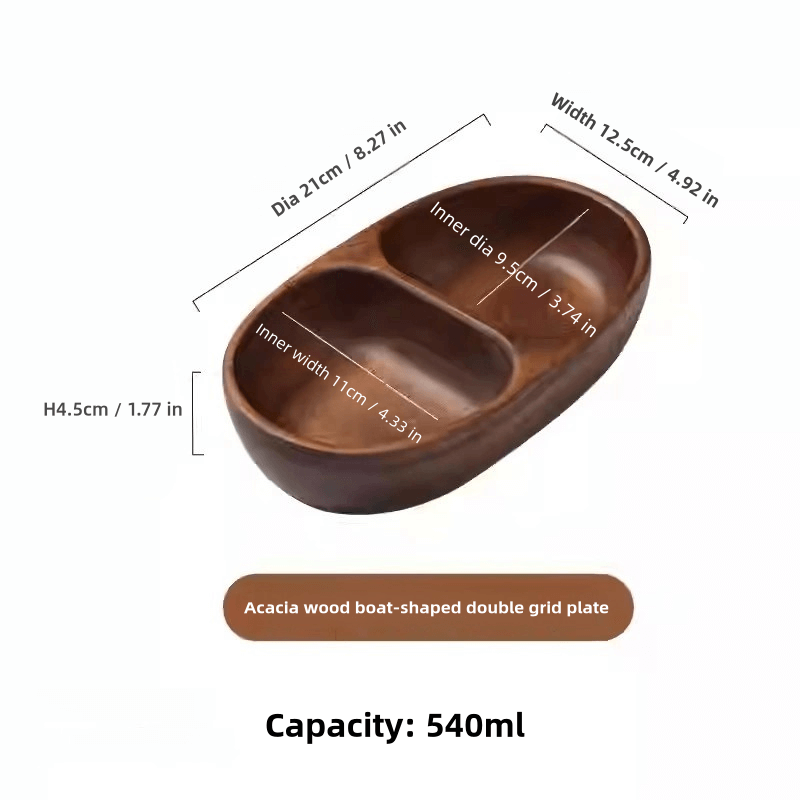 Wooden Fruit and Nut Snacks Divided Plate