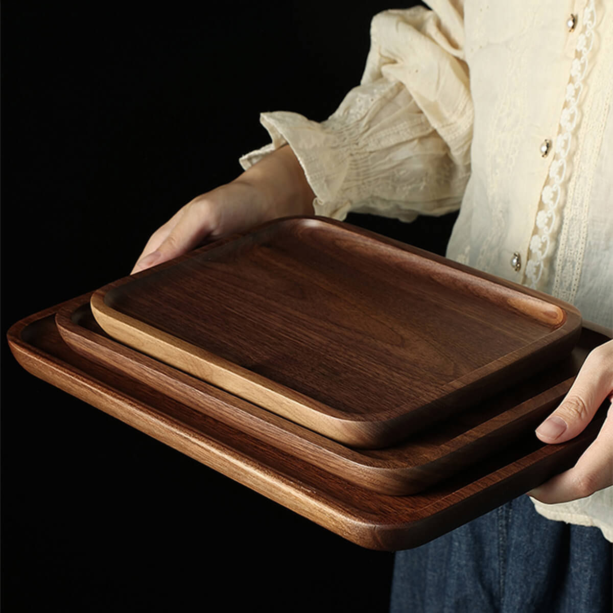 Solid Wood Rectangular Tray
