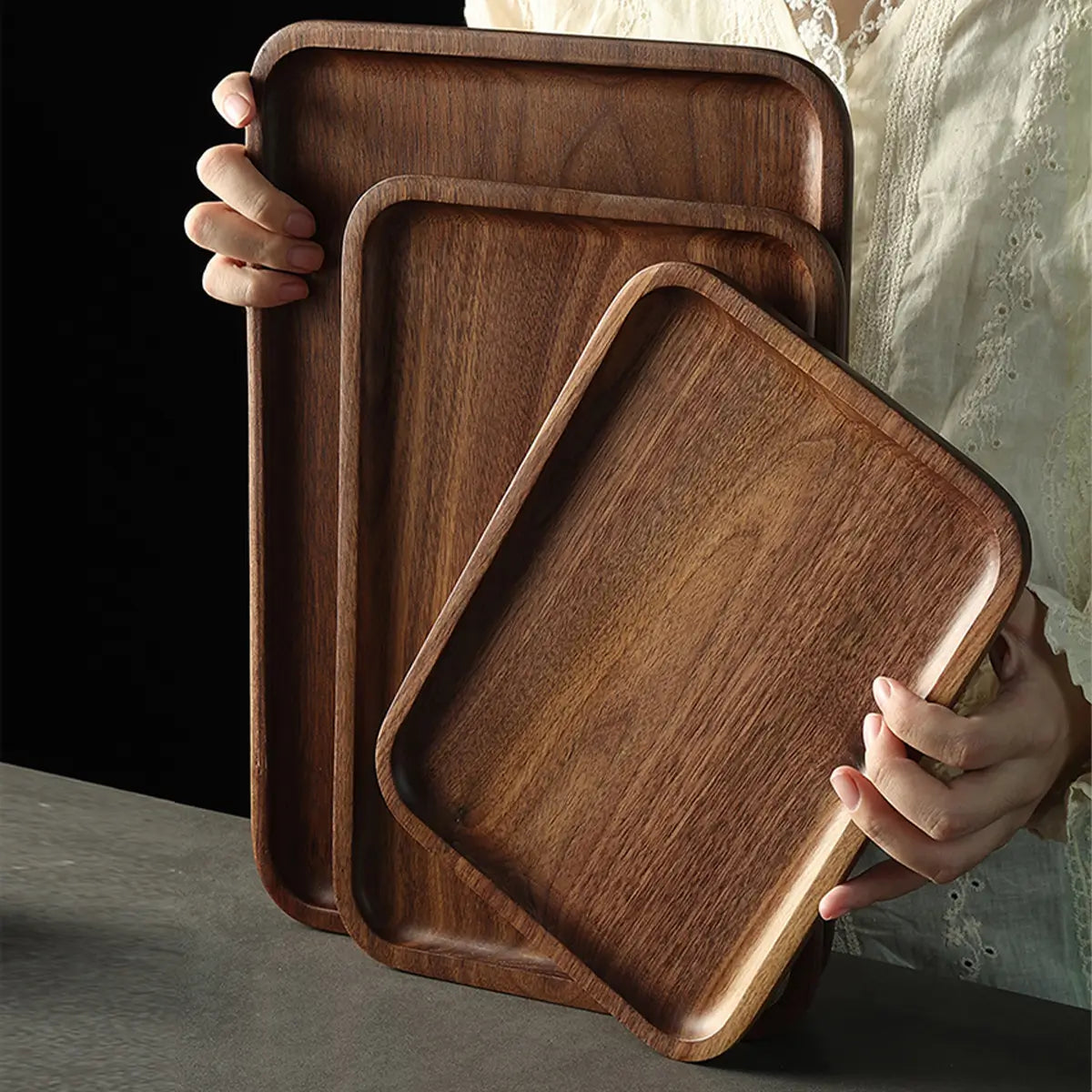 Solid Wood Rectangular Tray