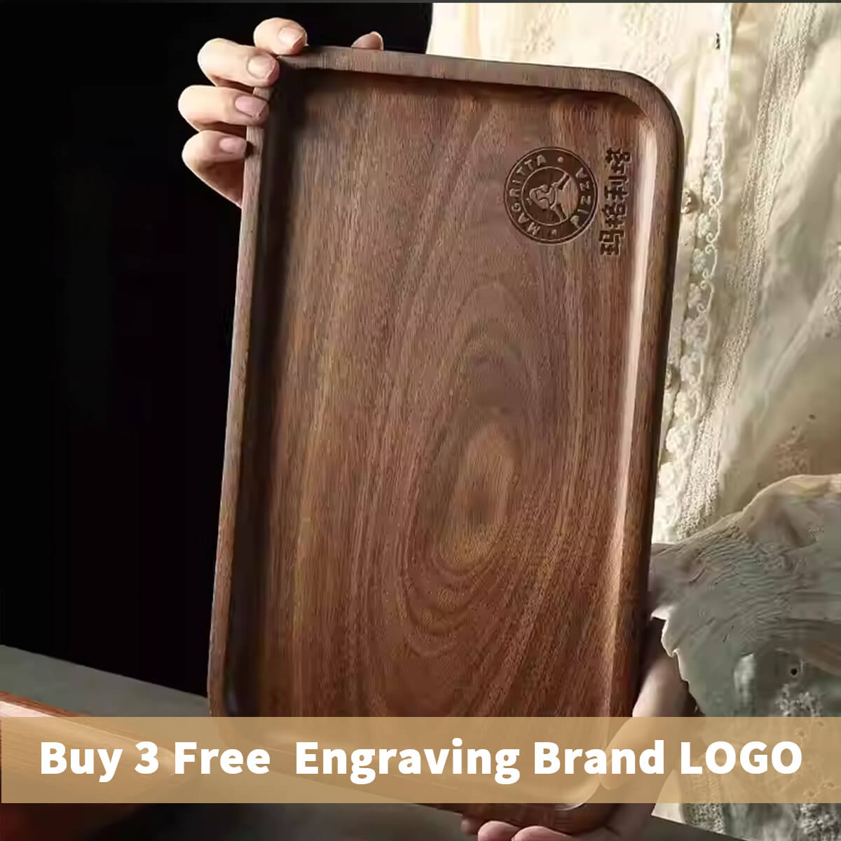 Solid Wood Rectangular Tray