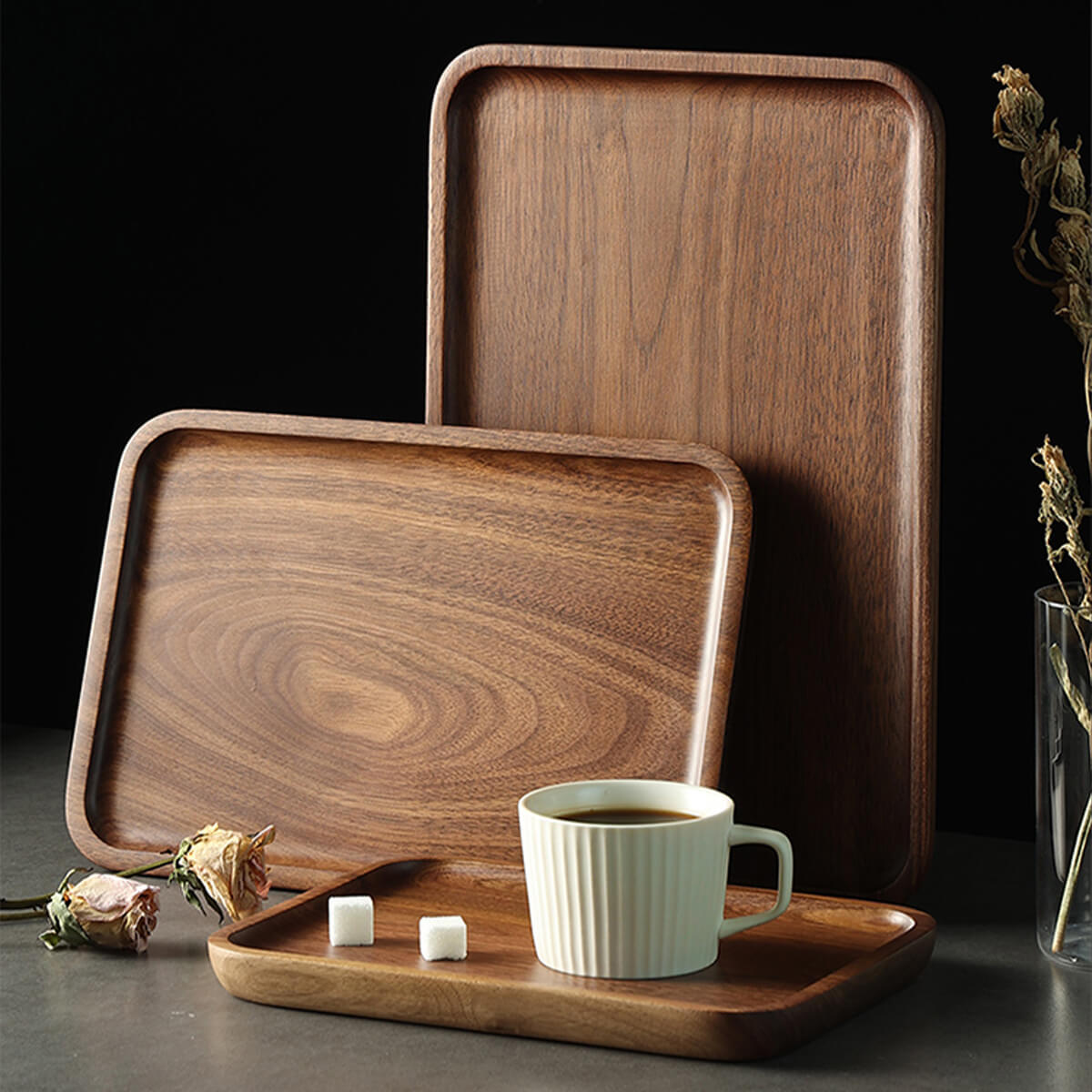 Solid Wood Rectangular Tray