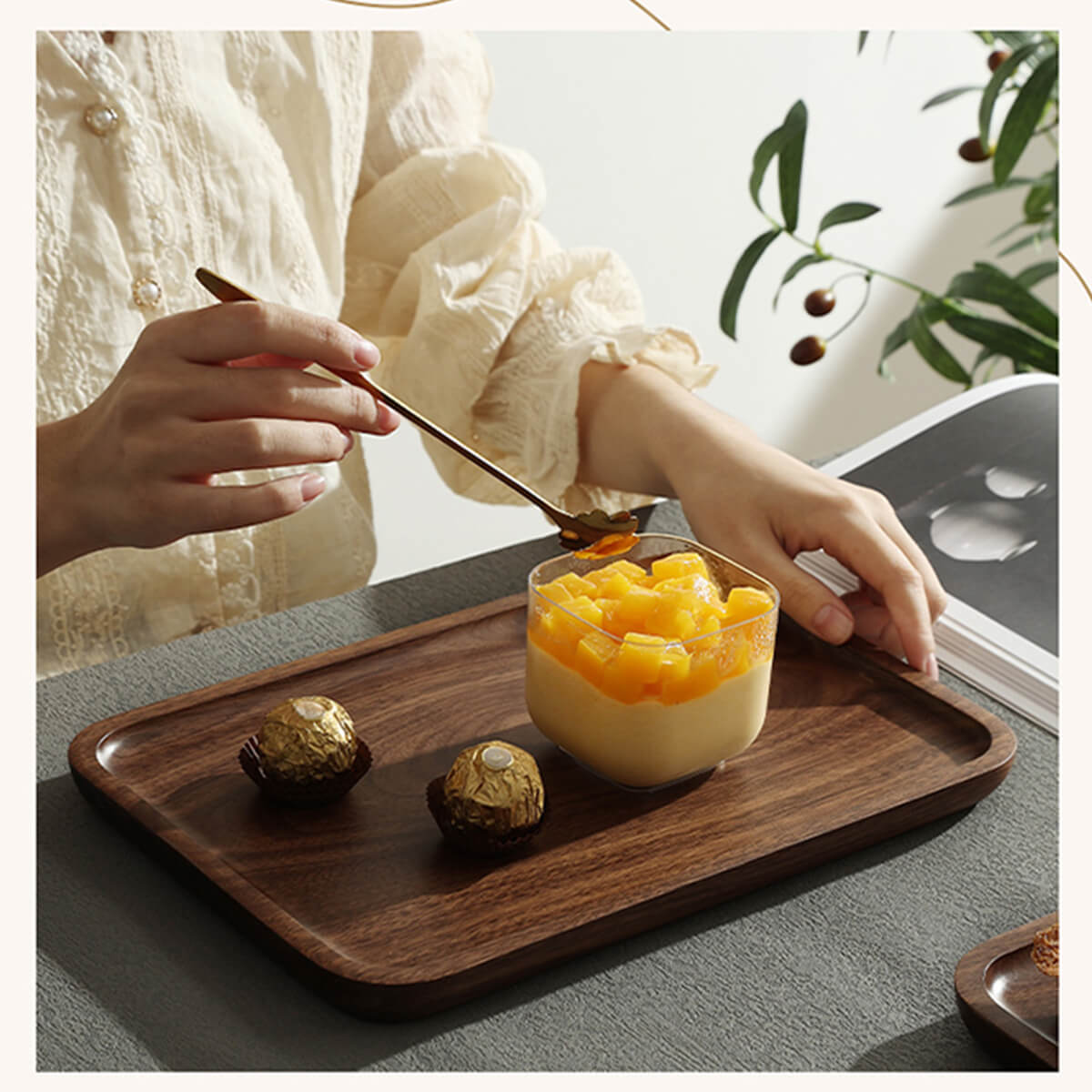Solid Wood Rectangular Tray