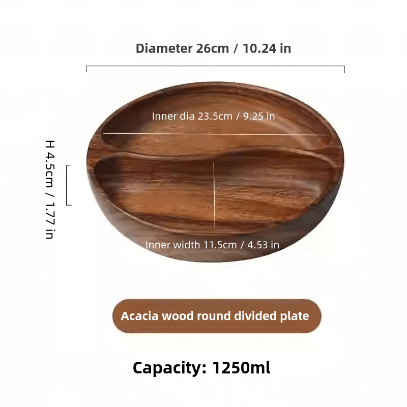 Wooden Fruit and Nut Snacks Divided Plate