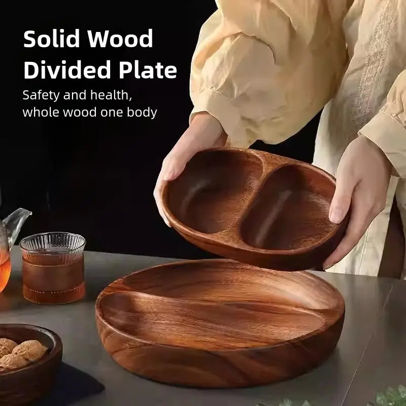 Wooden Fruit and Nut Snacks Divided Plate