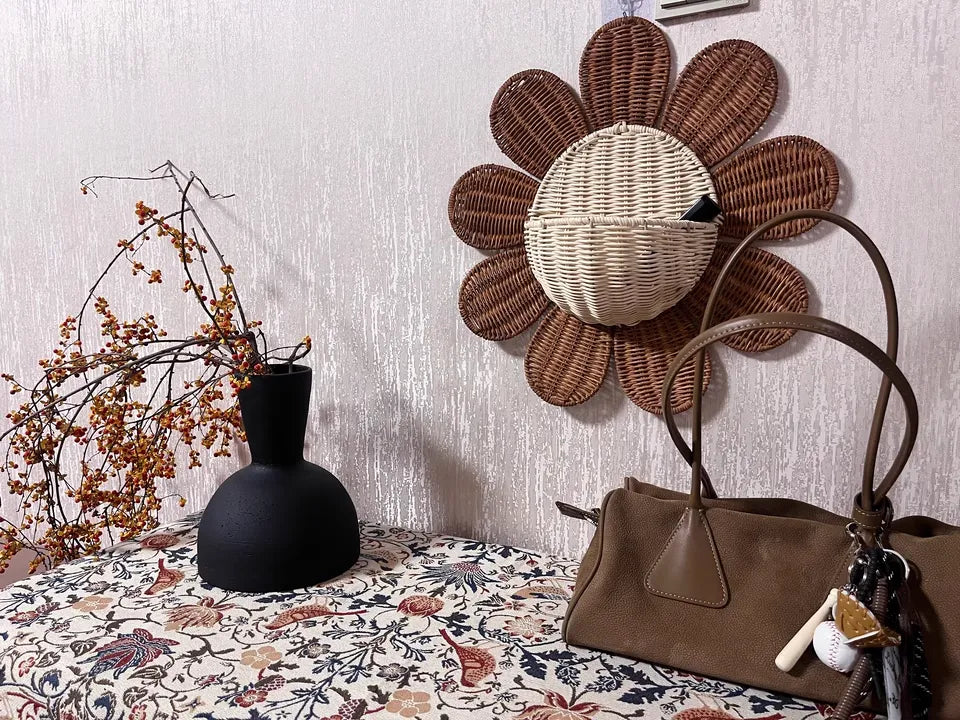 Woven Wall Hanging Basket for Kids Room Sunflower Shape