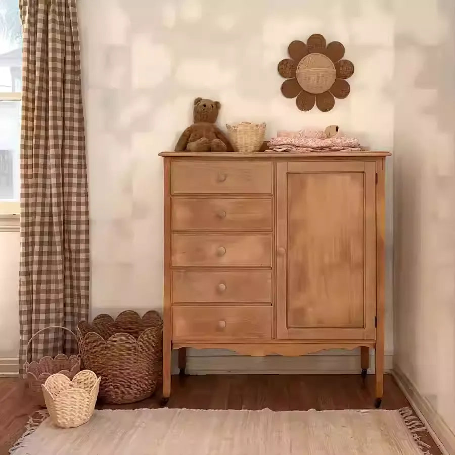 Woven Wall Hanging Basket for Kids Room Sunflower Shape