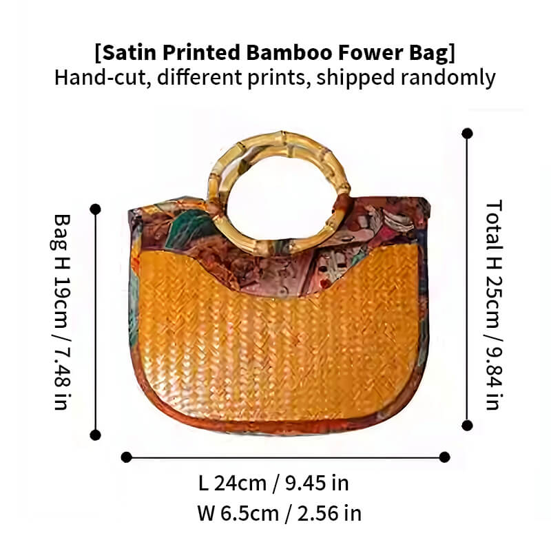 Satin Printed Bamboo Handbag