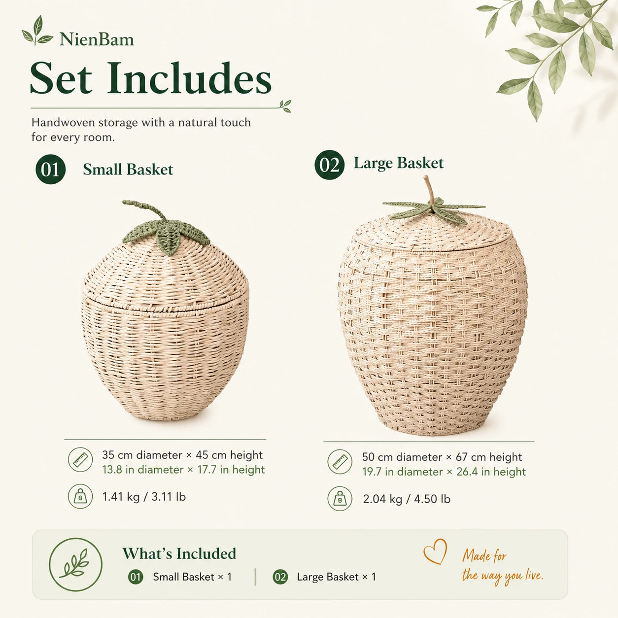 Nature-Inspired Woven Storage Basket Set