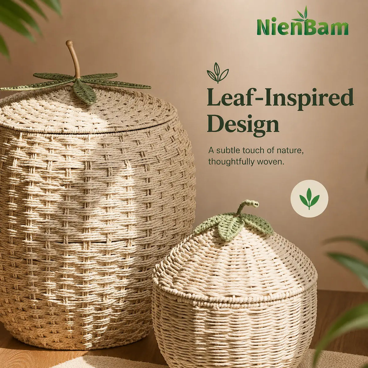 Nature-Inspired Woven Storage Basket Set