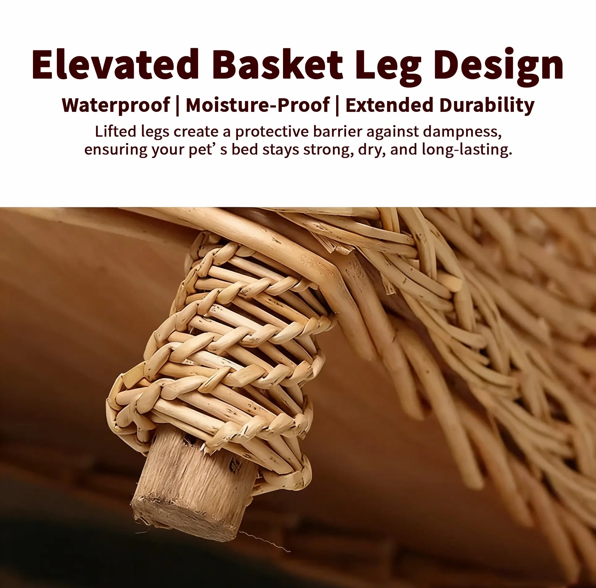 2-Tier Wicker Pet Bed  Elevated Rattan Cat Furniture with Removable Cushions