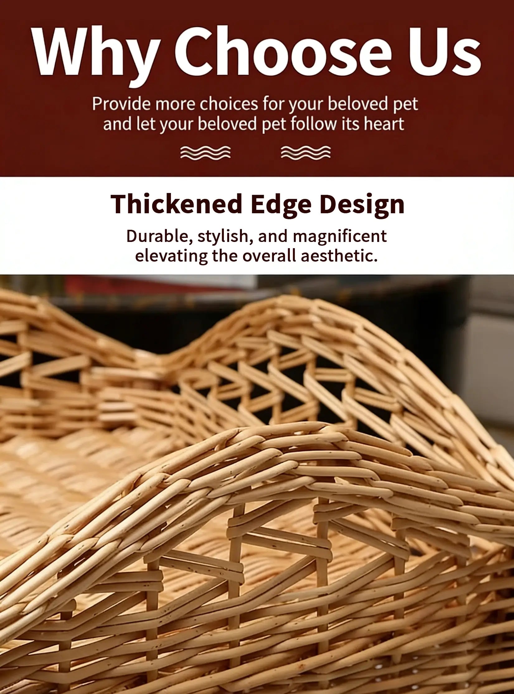 2-Tier Wicker Pet Bed  Elevated Rattan Cat Furniture with Removable Cushions