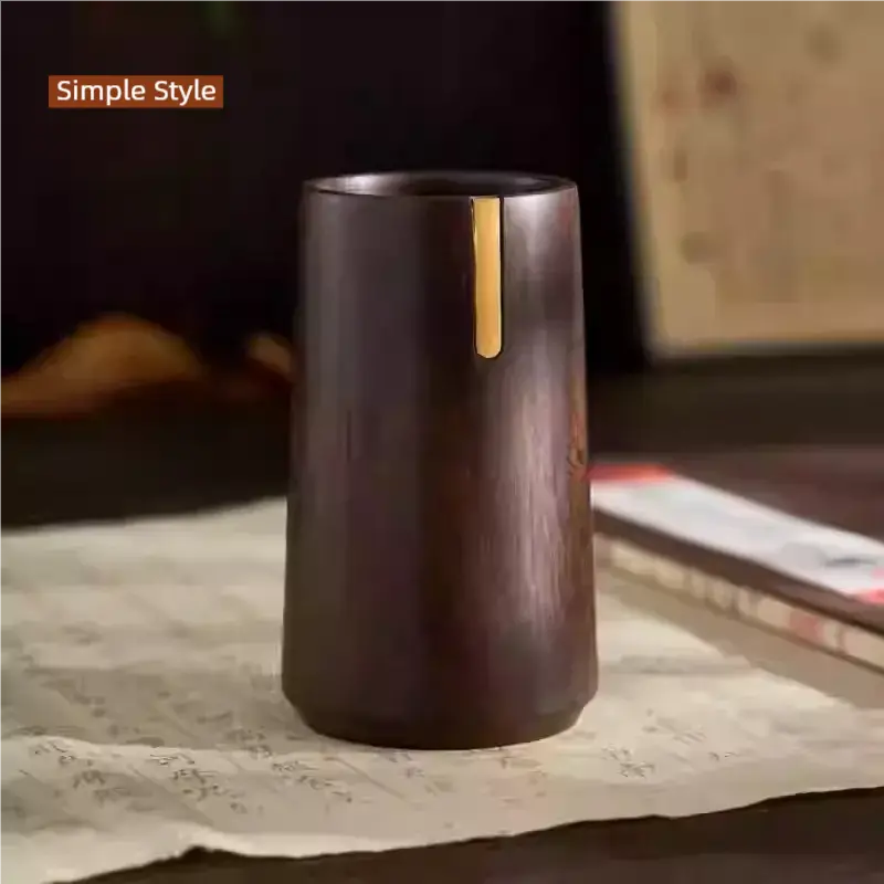 Luxury Red Sandalwood & Brass Pen Caddy - Retro Chinese Art Study Ornament | Premium Stationery Gift
