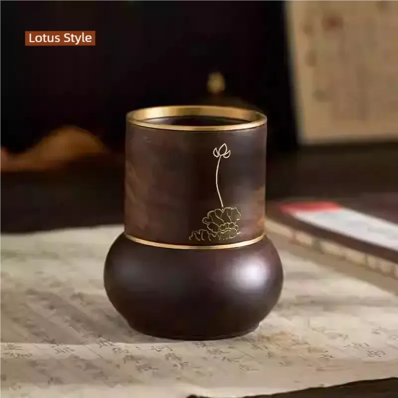Luxury Red Sandalwood & Brass Pen Caddy - Retro Chinese Art Study Ornament | Premium Stationery Gift