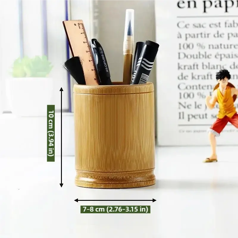 Bamboo Desk Organizer Pen Holder - Multi-Use for School Office Supplies & Makeup Storage | Gift Idea