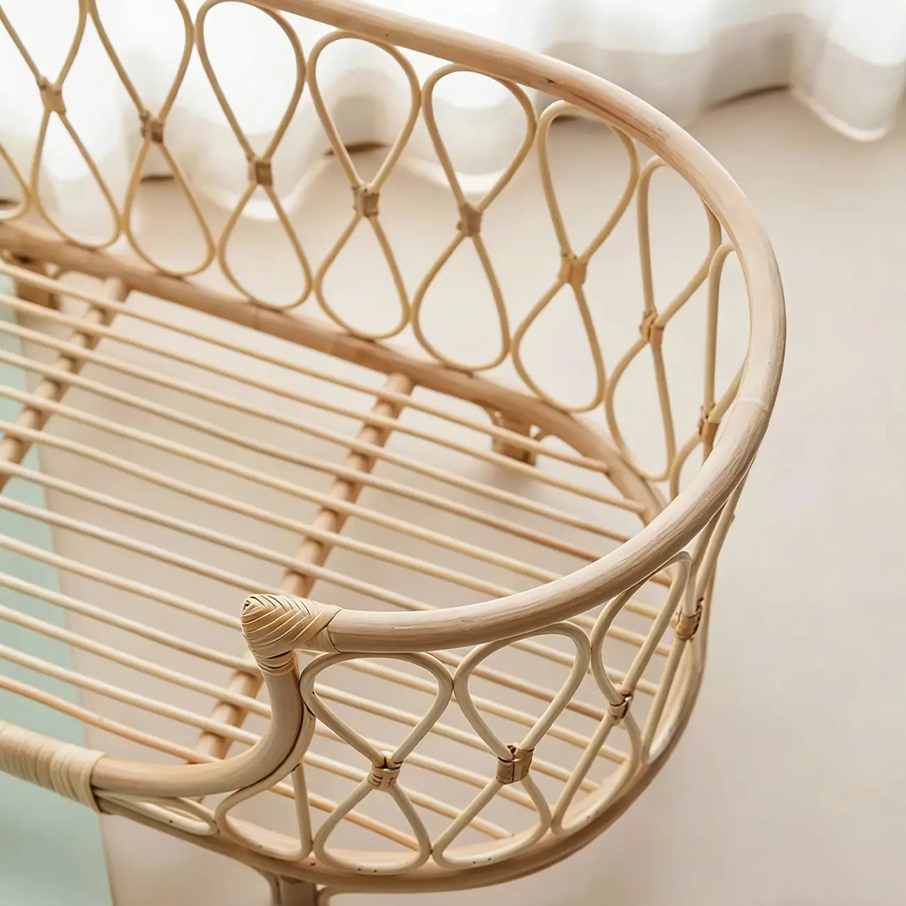 Boho Rattan Pet Bed  Cradle-Style for Small to Medium Dogs & Cats with Removable Cushion