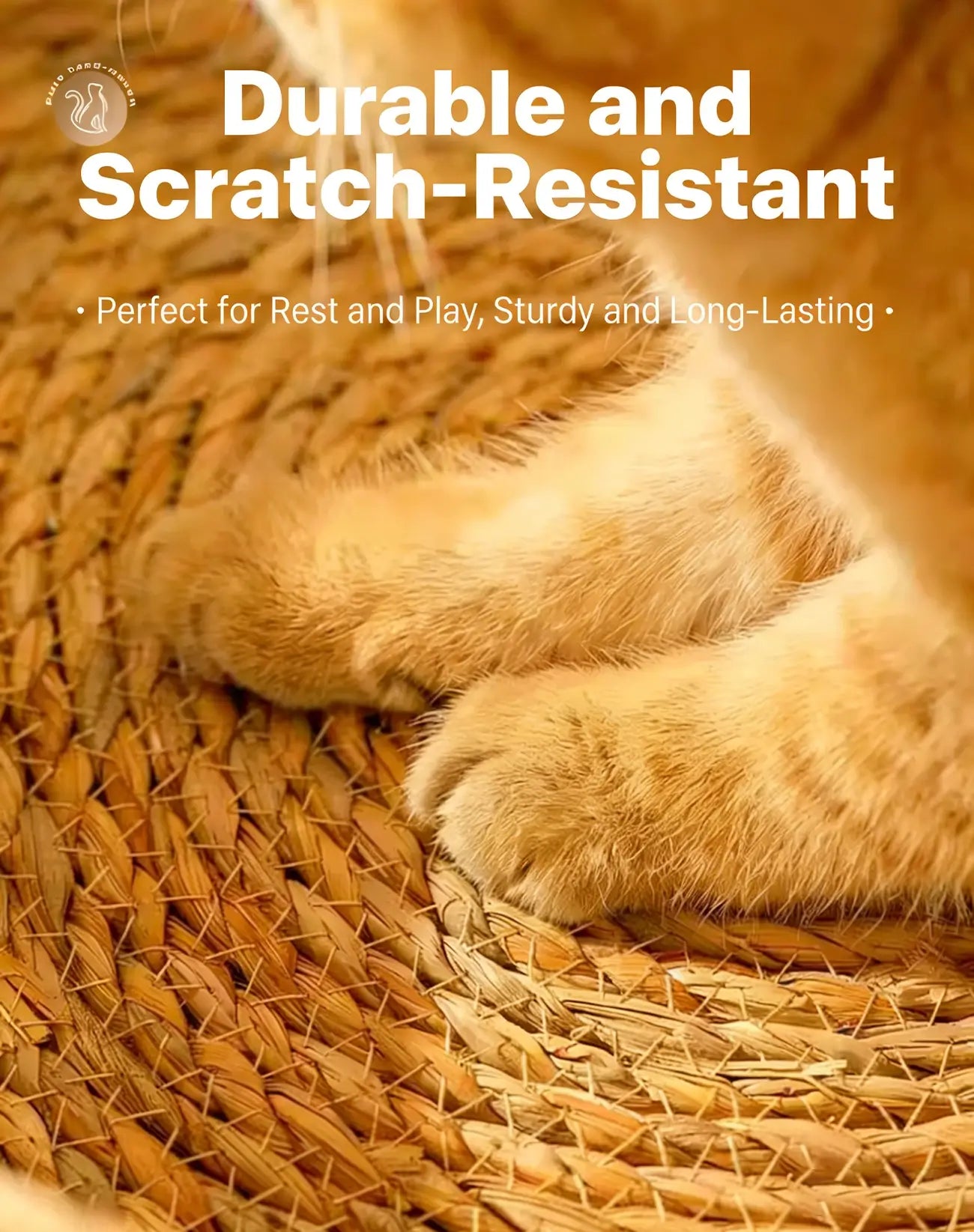 NienBam Handmade Rattan Cat Bed with Ears Cozy Washable Pet Nest