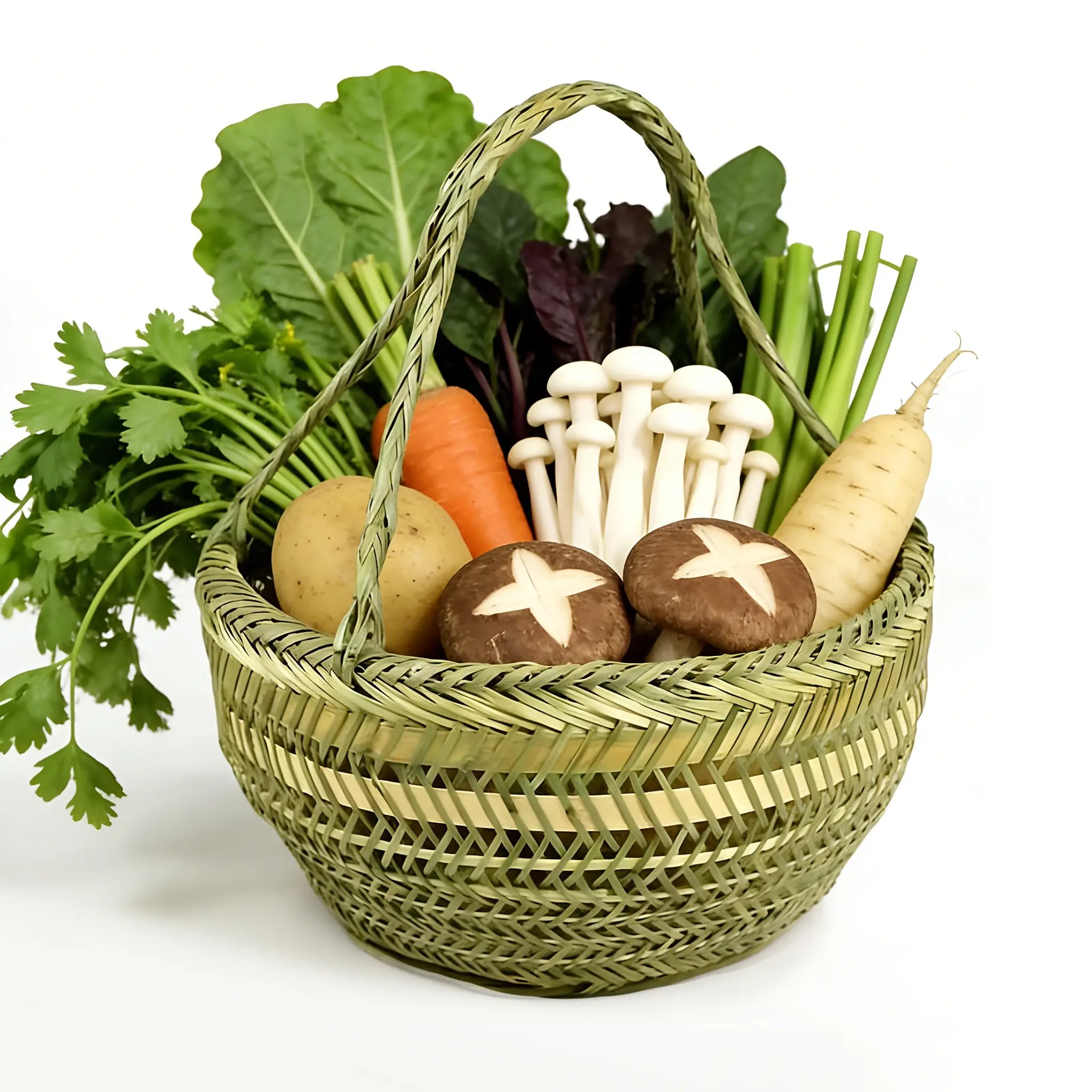 Bamboo Market Basket | Versatile Eco-Friendly Storage Tote for Kitchen & Picnics