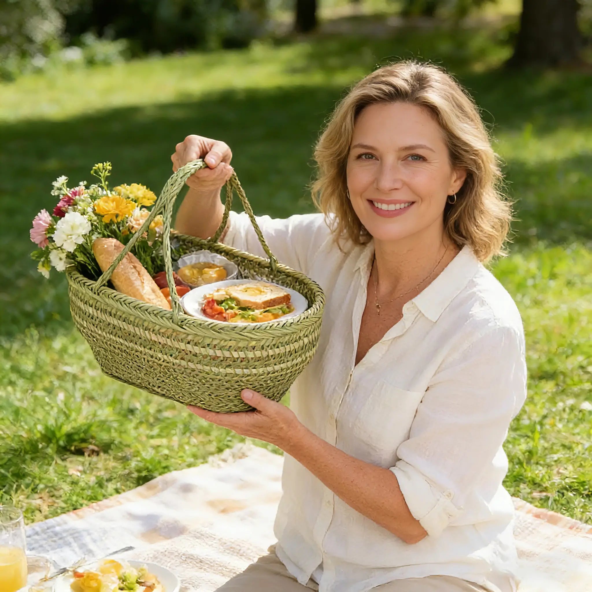 Bamboo Market Basket | Versatile Eco-Friendly Storage Tote for Kitchen & Picnics