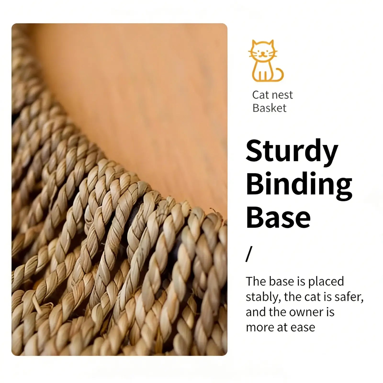Hanging Seagrass Cat Bed  Elevated Woven Pet Nest with Stand & Cushion